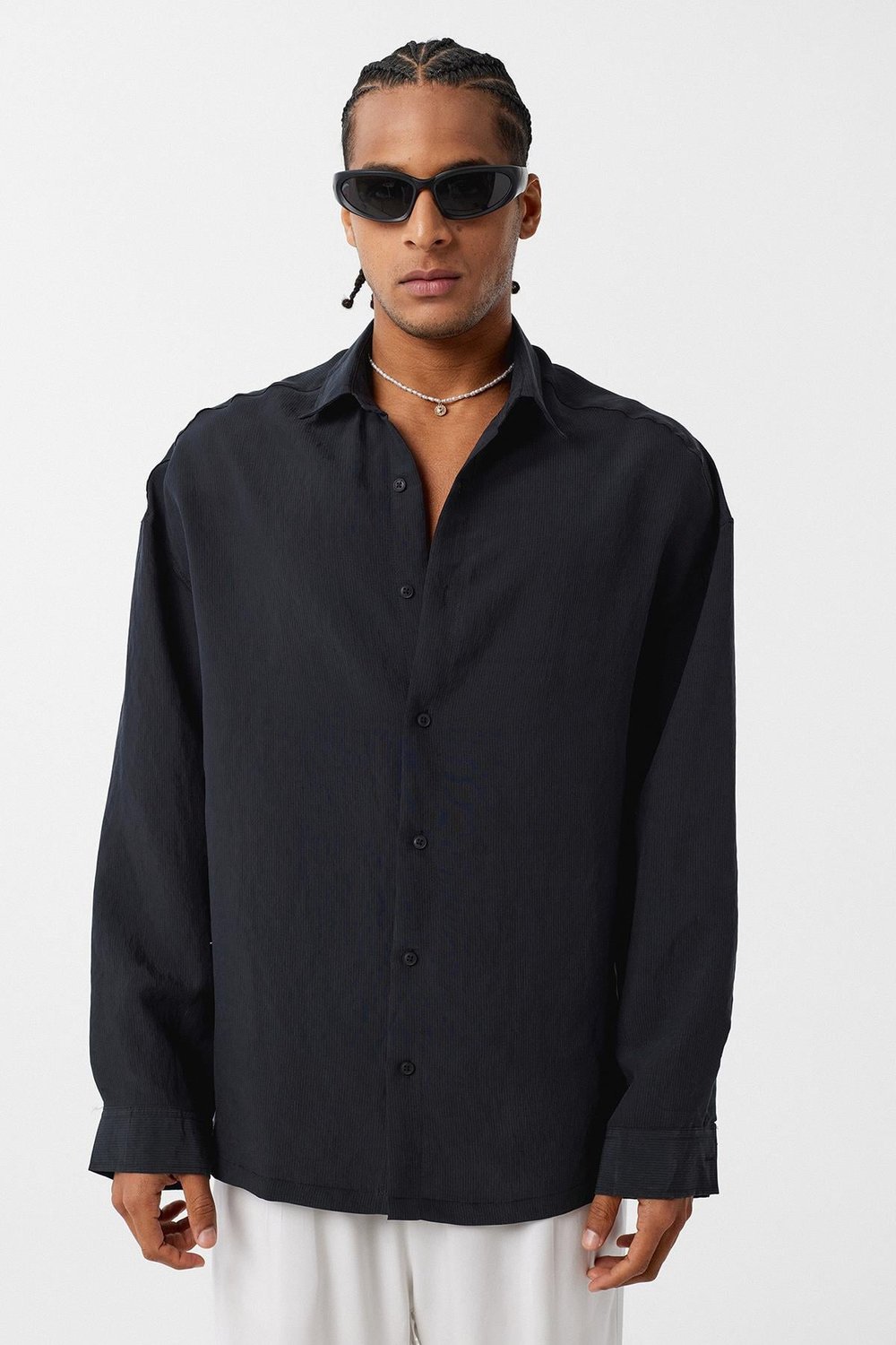 Basic OVersize Uzun Kol Gömlek Siyah
