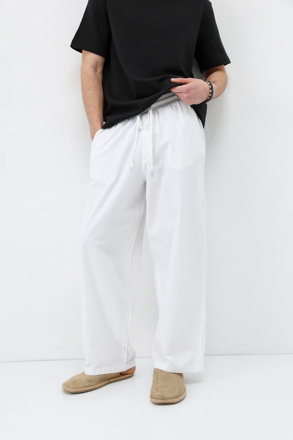 Super Baggy Fit Keten Pantolon Ekru