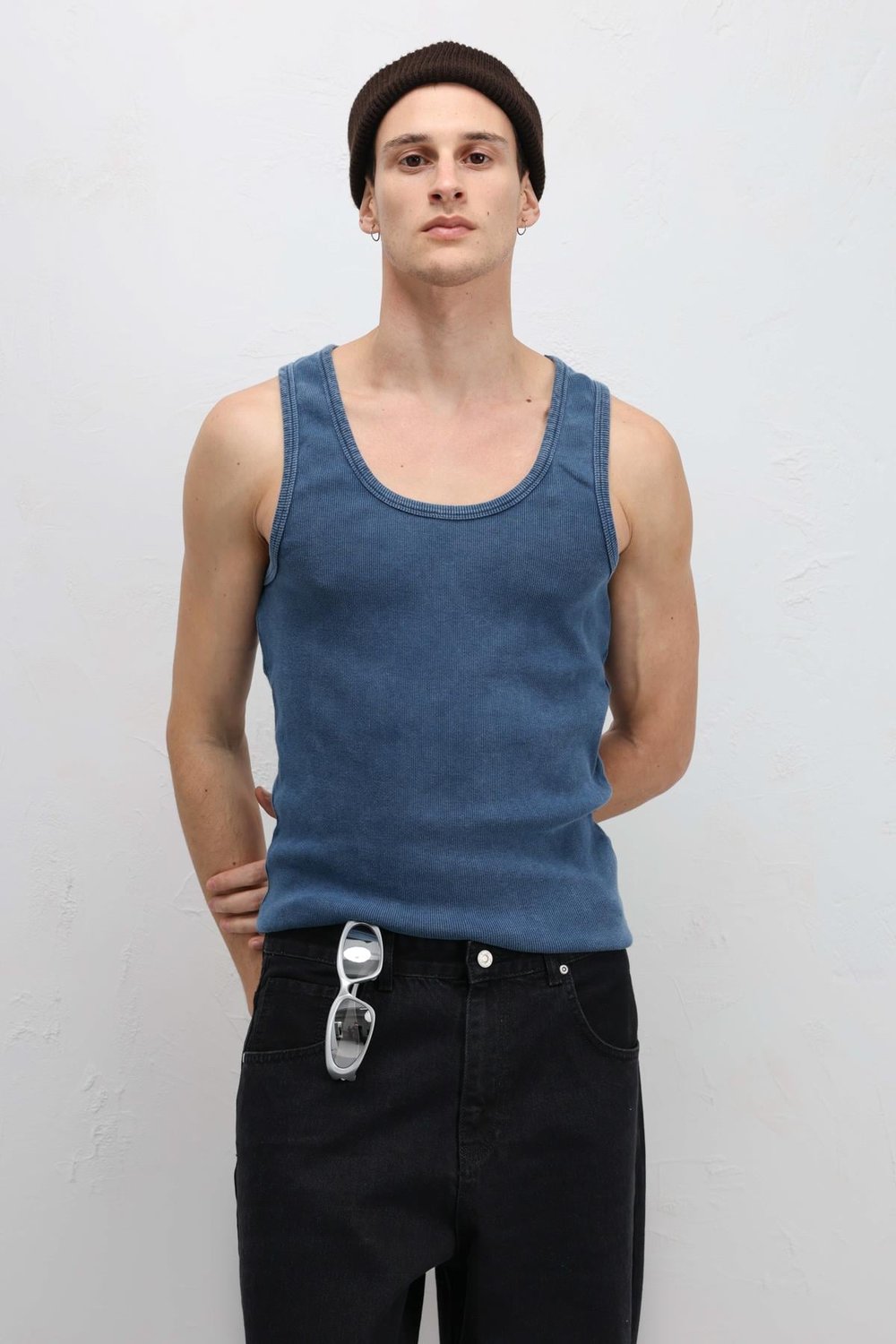 Yıkamalı Tank Top Kaşkorse Atlet İndigo