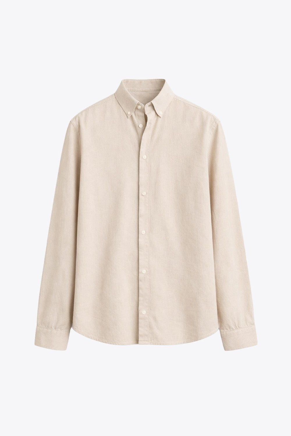Basic Oversize Pamuk  Keten Gömlek Bej
