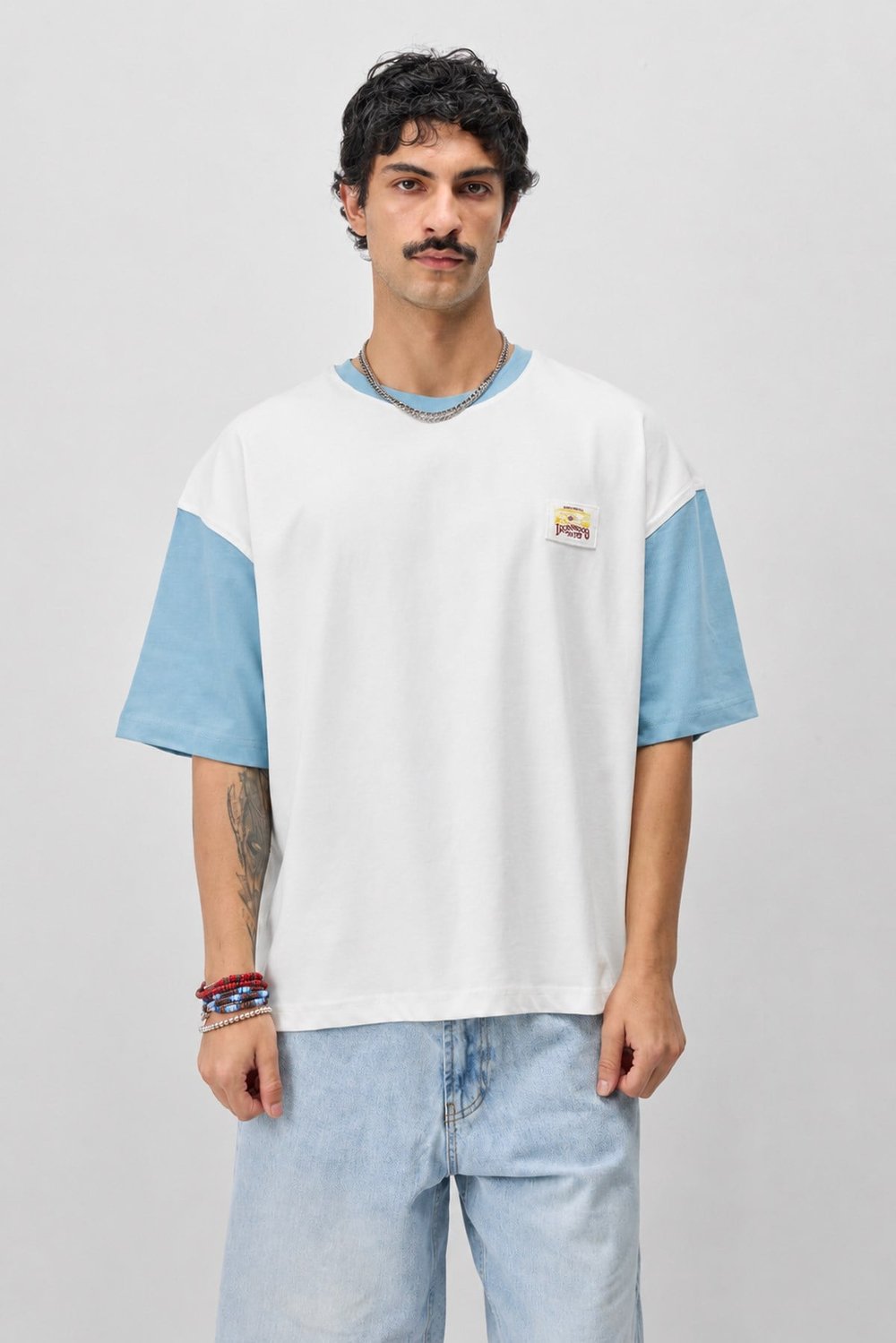 Oversize Baskılı Tİşört Bebe Mavi