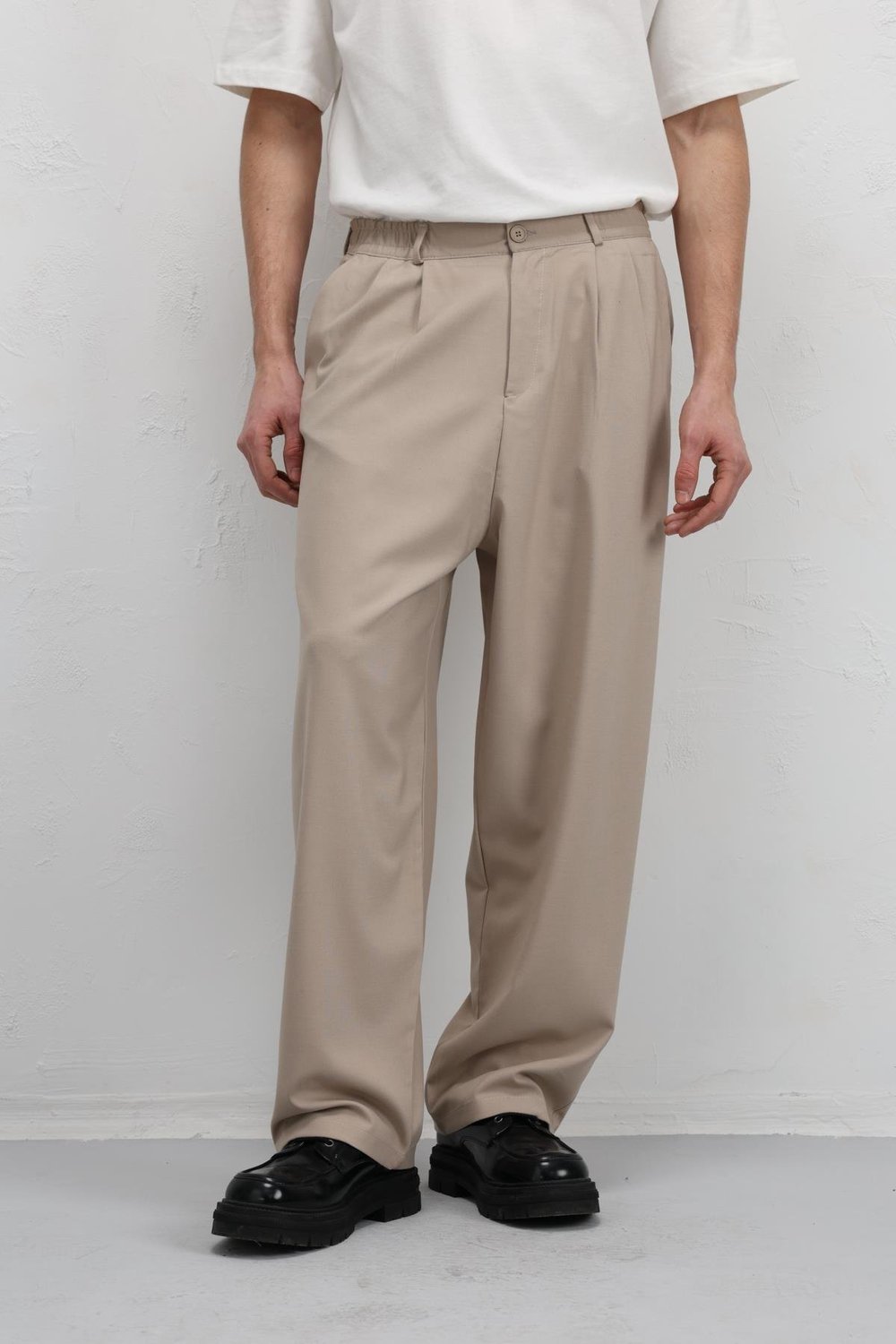 Baggy Fit Kumaş Pantolon Taş