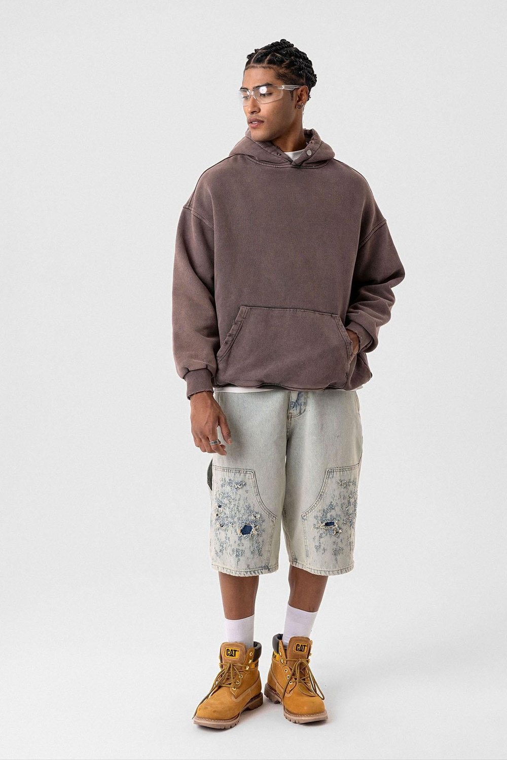 Premıum Yırtık Detaylı Oversize Sweatshirt Kahve