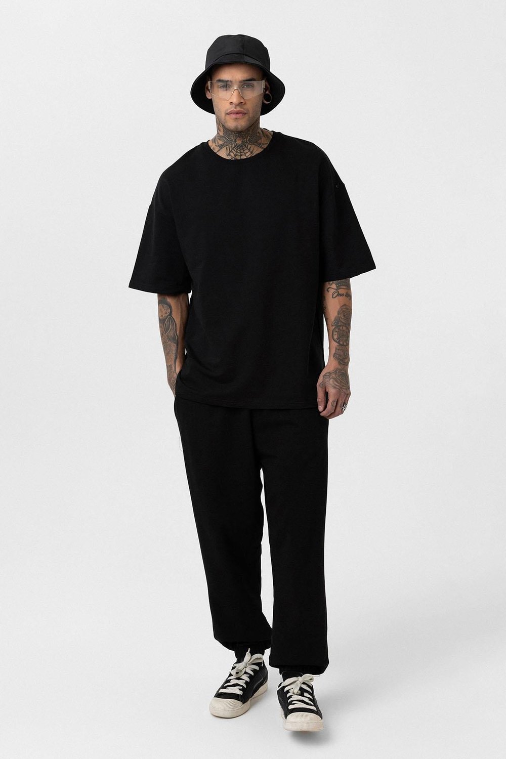 Paça Lastikli Basic Oversize Eşofman Takımı Siyah