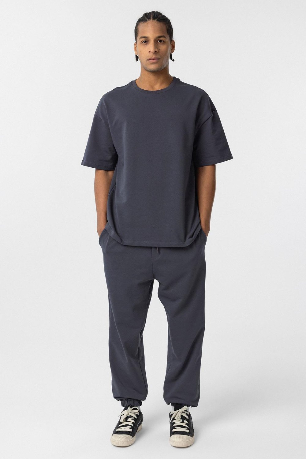 Paça Lastikli Basic Oversize Eşofman Takımı Füme