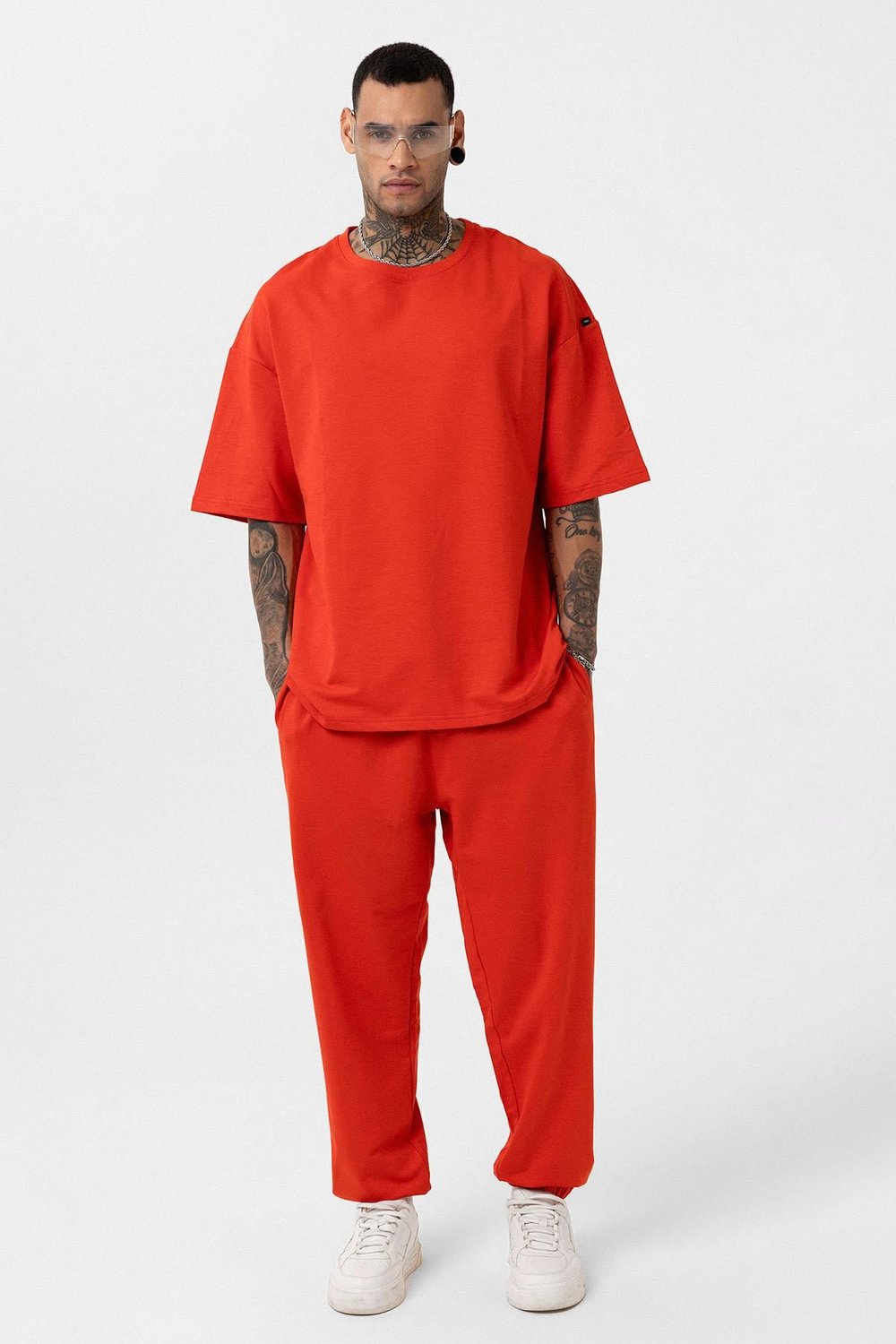 Paça Lastikli Basic Oversize Eşofman Takımı Mercan