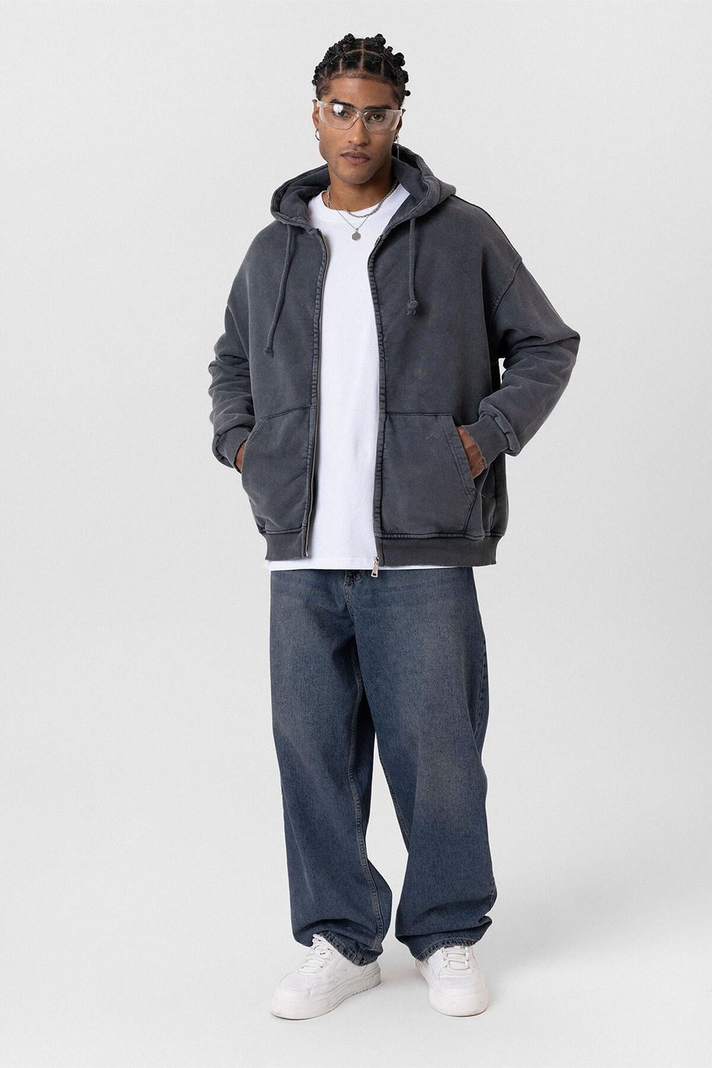 Premıum Yıkamalı Fermuarlı Oversize Sweatshirt Siyah