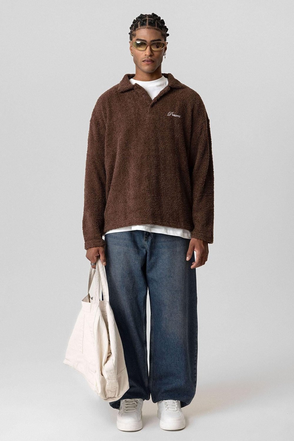 Yazı Detaylı Oversize Sweatshirt Kahve