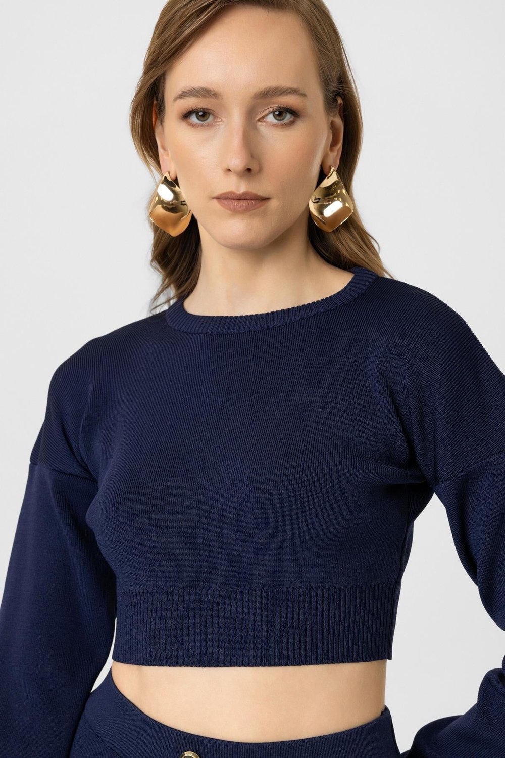 Essence Triko Crop Lacivert