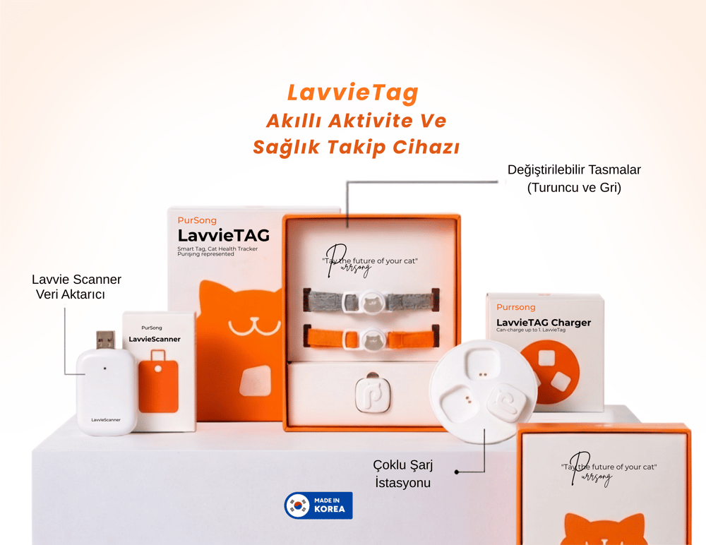 LavvieTAG Scanner Kit (Kedinizin günlük aktivitelerini ve sağlığını uzaktan takip eden akıllı kedi tasması)
