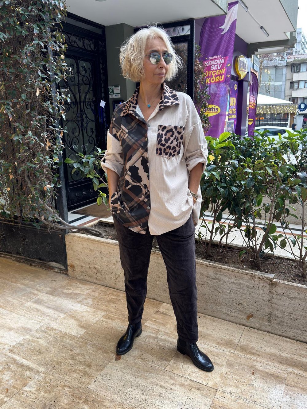 Leopar Detaylı Gömlek