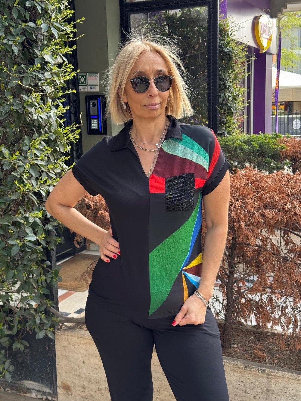 Polo Yaka Taş Baskılı Cepli Tshirt