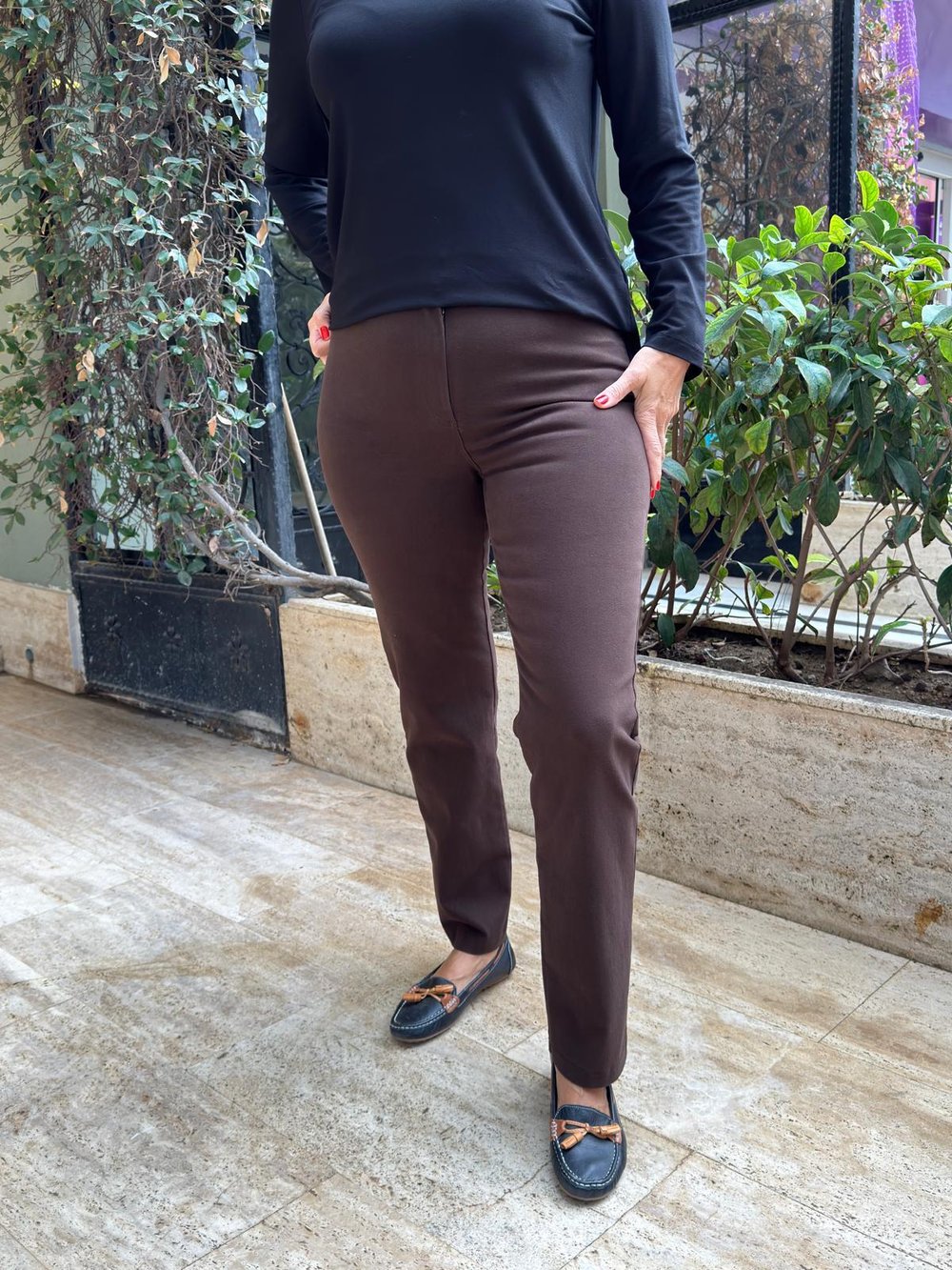 Yüksek Bel Beli Lastikli Kanvas Pantolon