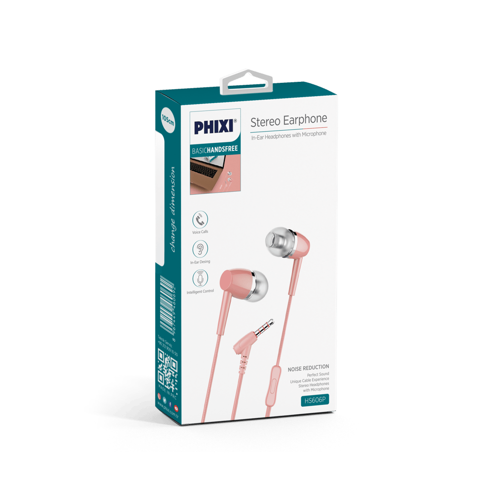  Phixi Basic HS606P Mikrofonlu Kulakiçi Kulaklık Pembe