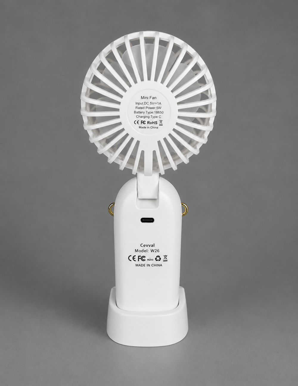 5 Kademeli Taşınabilir Mini Fan – Şarjlı, Sessiz USB Fan | Güçlü Hava Akışı, Uzun Kullanım Süresi (BEYAZ)