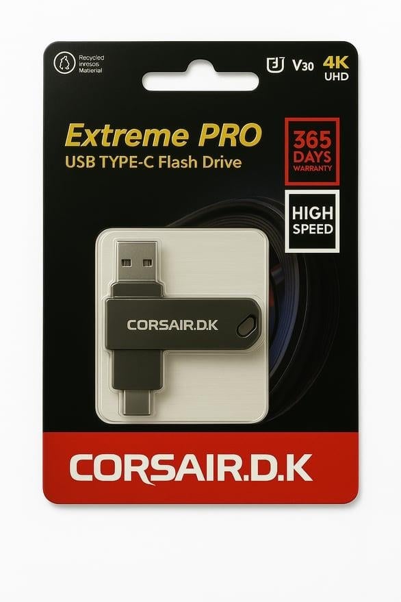 CORSAIR.D.K  128 GB ÇİF YÖNLÜ METAL TYP-C FLASH BELLEK