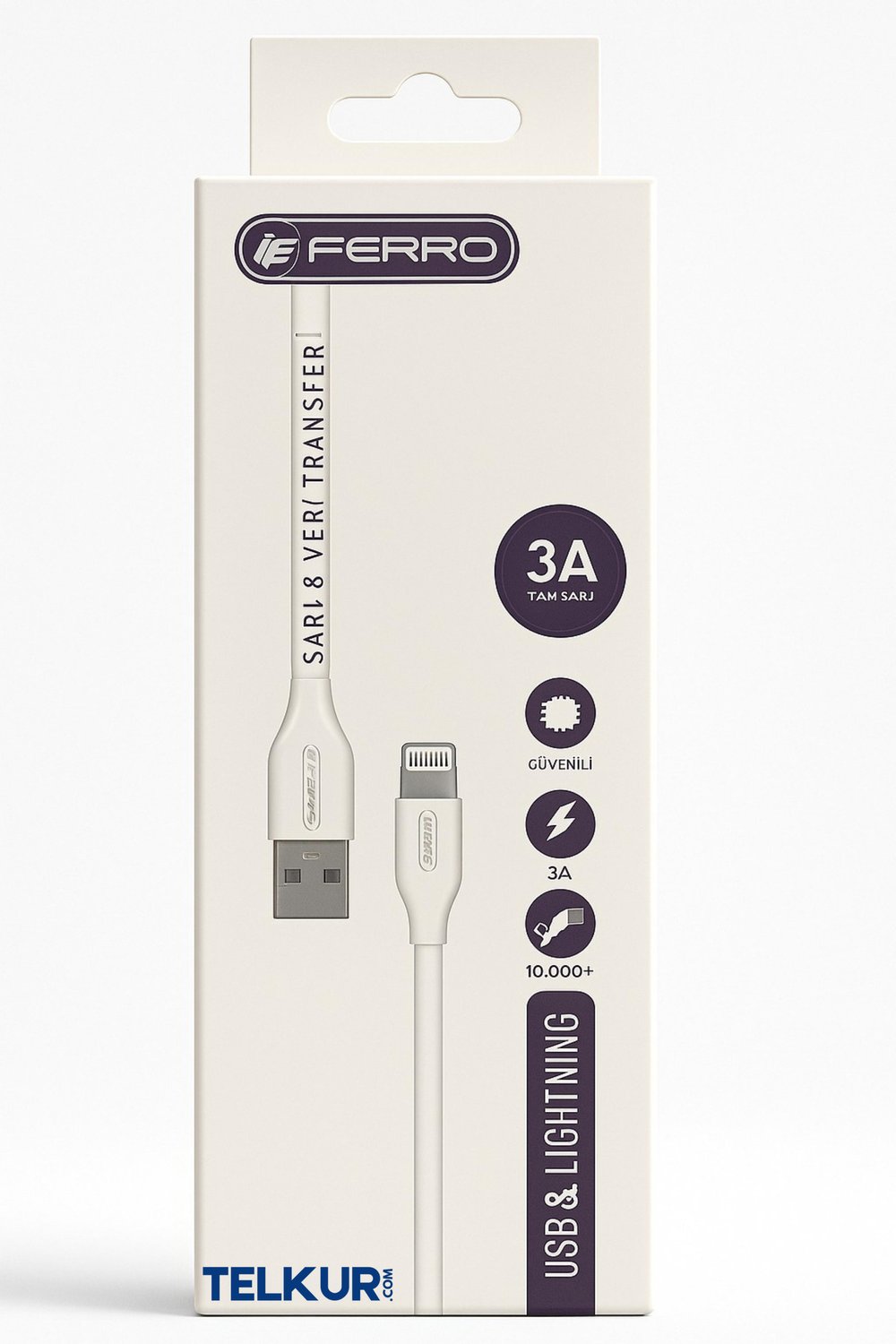 FERRO FC-14 Usb & Lightıng  Hızlı Şarj ve Data Kablosu 3.0 Amper