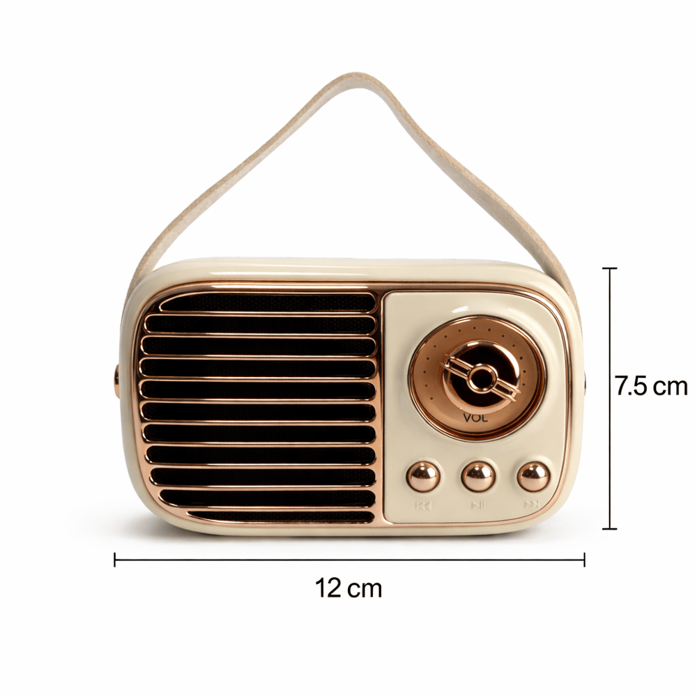 GTS-1959 Retro Bluetooth Hoparlör – Askılı Tasarım, USB & TF Kart Destekli, Taşınabilir Mini Ses Sistemi Bej
