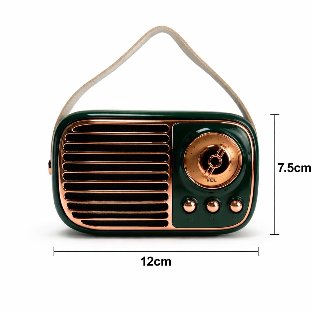 GTS-1959 Retro Bluetooth Hoparlör – Askılı Tasarım, USB & TF Kart Destekli, Taşınabilir Mini Ses Sistemi Yeşil