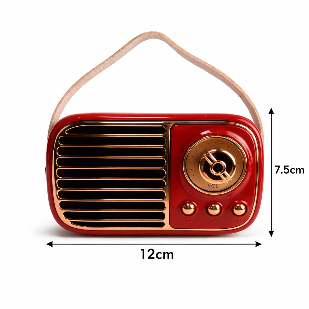 GTS-1959 Retro Bluetooth Hoparlör – Askılı Tasarım, USB & TF Kart Destekli, Taşınabilir Mini Ses Sistemi Kırmızı