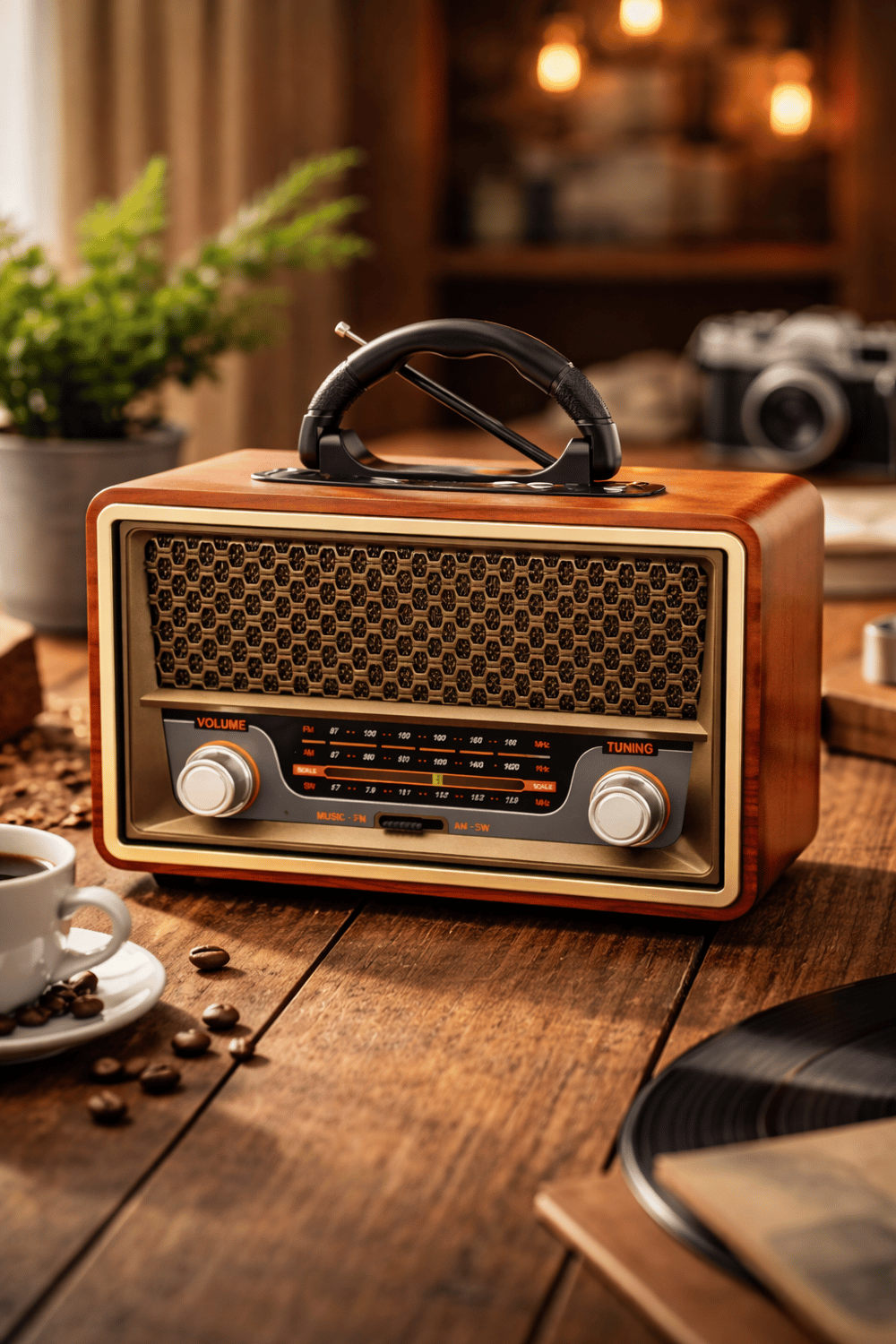 M-157BT Nostaljik Radyo Görünümlü Bluetooth,Hafıza Kartı,Usb Bellek,Aux Ve Radyo Destekli Hoparlör Gold