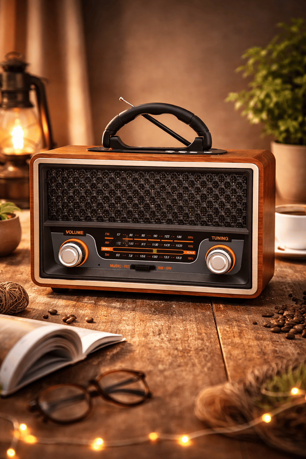 M-157BT Nostaljik Radyo Görünümlü Bluetooth,Hafıza Kartı,Usb Bellek,Aux Ve Radyo Destekli Hoparlör Gri