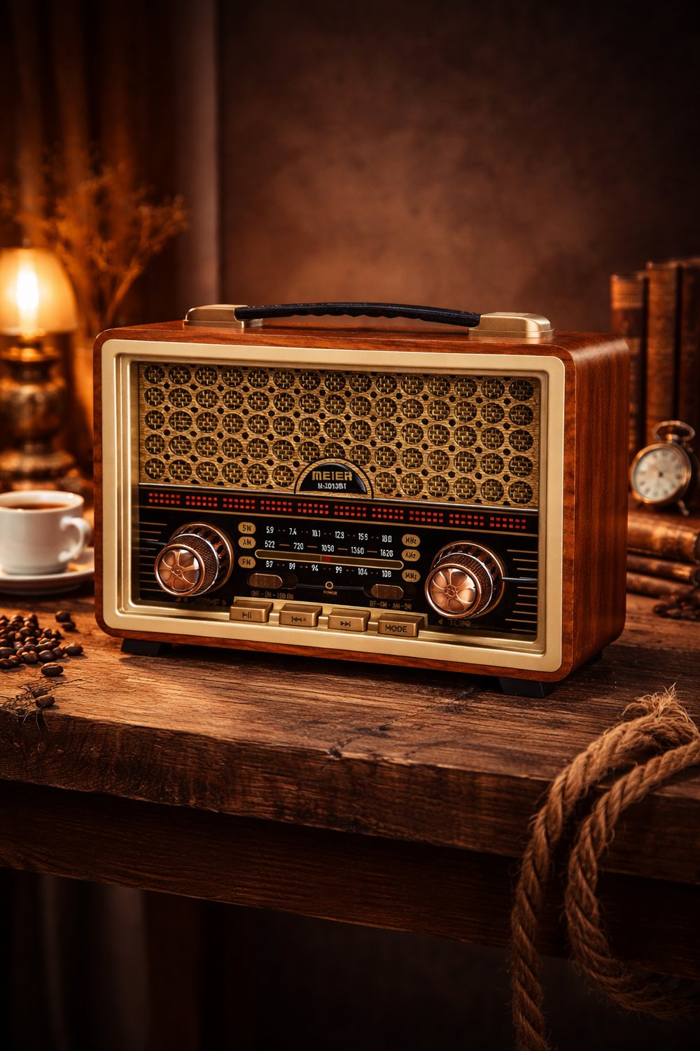 M-2013BT Nostaljik Radyo Görünümlü LED Işıklı Bluetooth,Hafıza Kartı,Usb Bellek,Aux Ve Radyo Destekli Hoparlör (SİLVER)