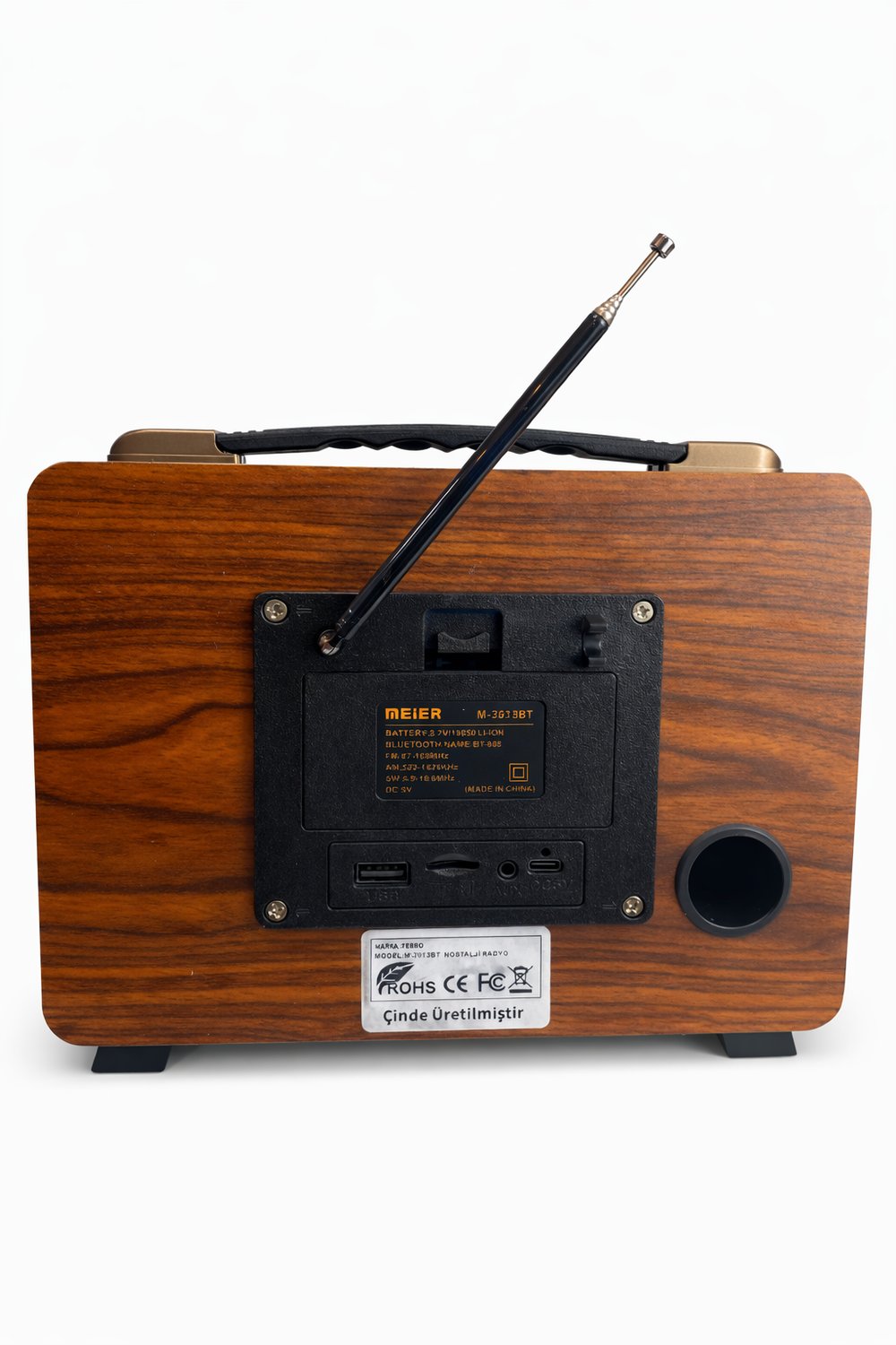 M-2013BT Nostaljik Radyo Görünümlü LED Işıklı Bluetooth,Hafıza Kartı,Usb Bellek,Aux Ve Radyo Destekli Hoparlör (BROWN)