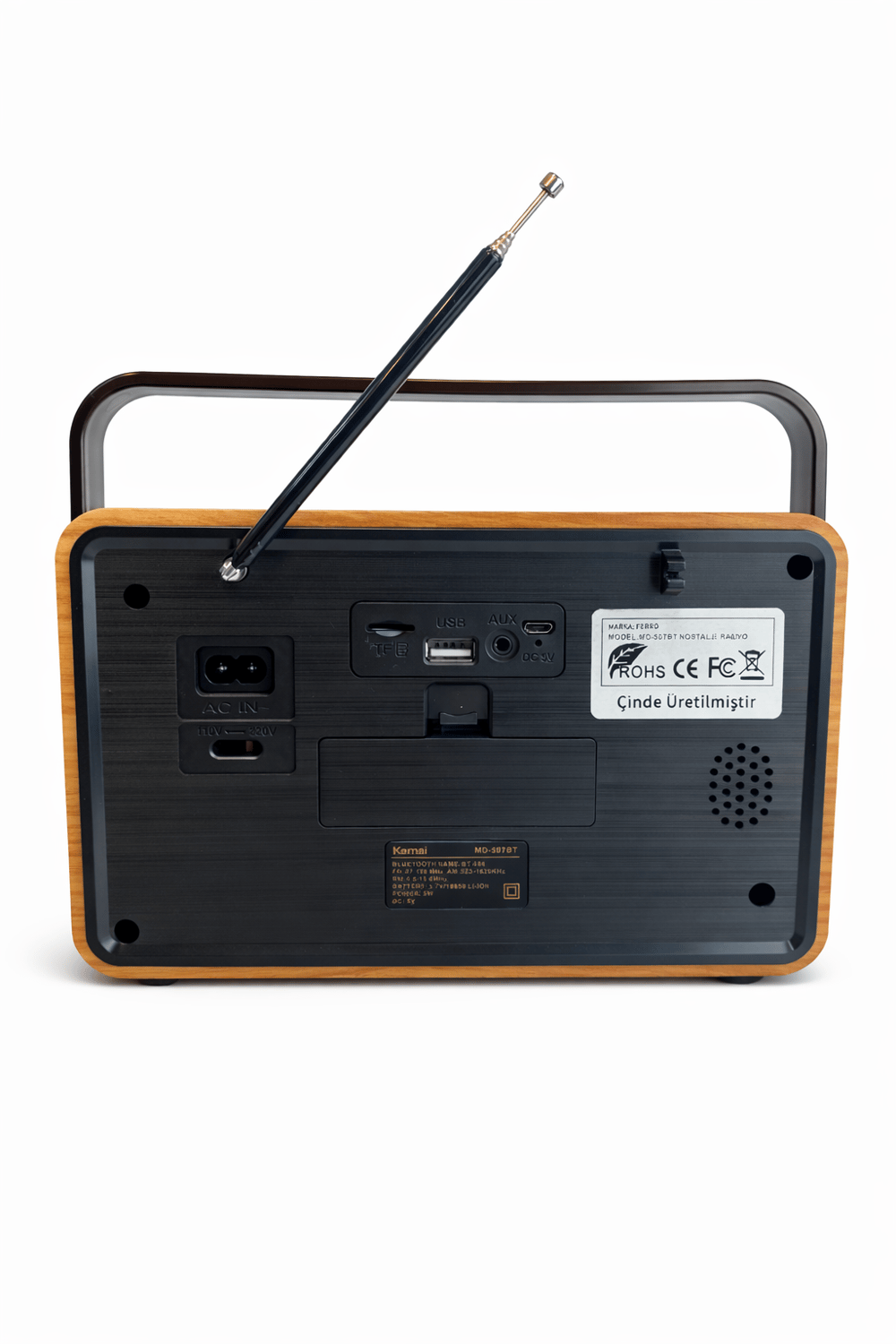 Nostaljik Radyo Görünümlü Bluetooth,Hafıza Kartı,Usb Bellek,Aux Ve Radyo Destekli Hoparlör Ahşap MD-507BT
