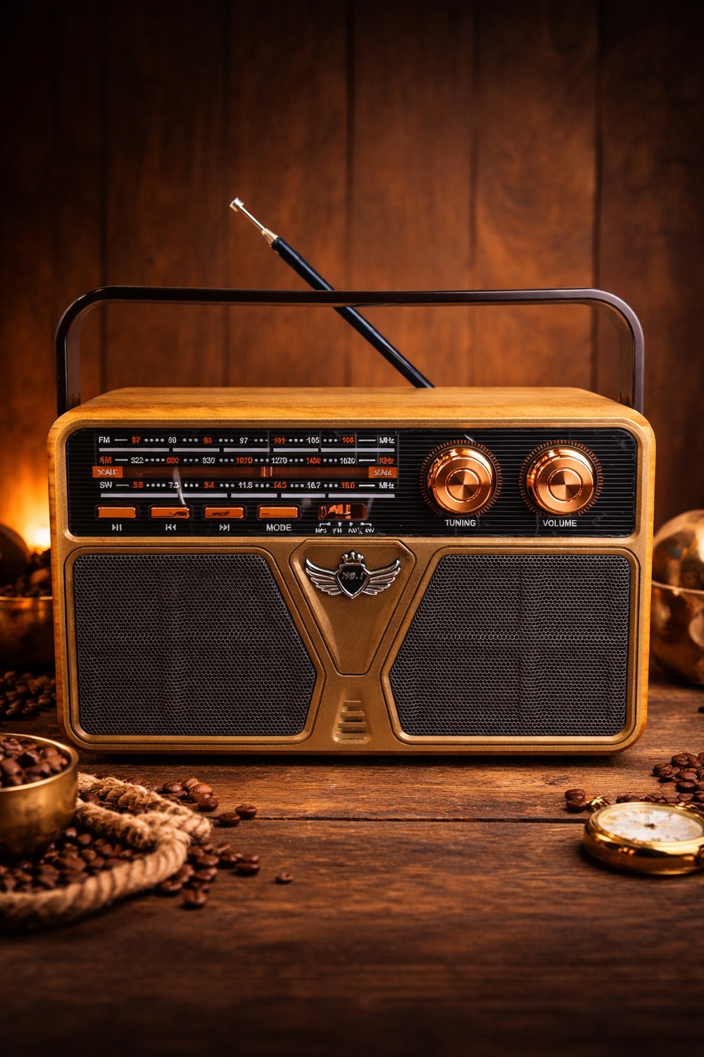 Nostaljik Radyo Görünümlü Bluetooth,Hafıza Kartı,Usb Bellek,Aux Ve Radyo Destekli Hoparlör Ahşap MD-507BT