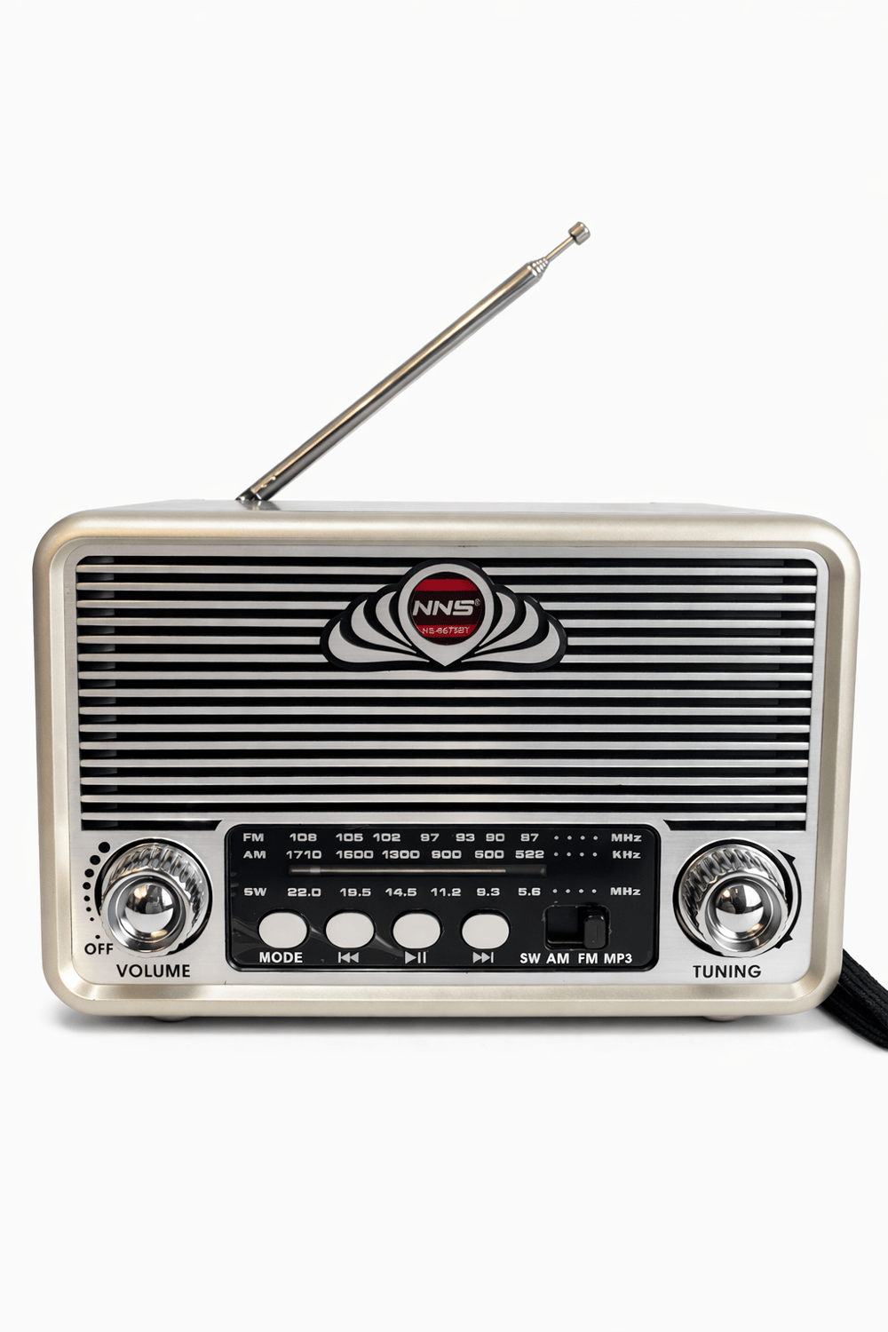 NS-6675BT Nostaljik Radyo Görünümlü Fenerli Bluetooth,Hafıza Kartı,Usb Bellek,Aux Ve Radyo Destekli Hoparlör Gri