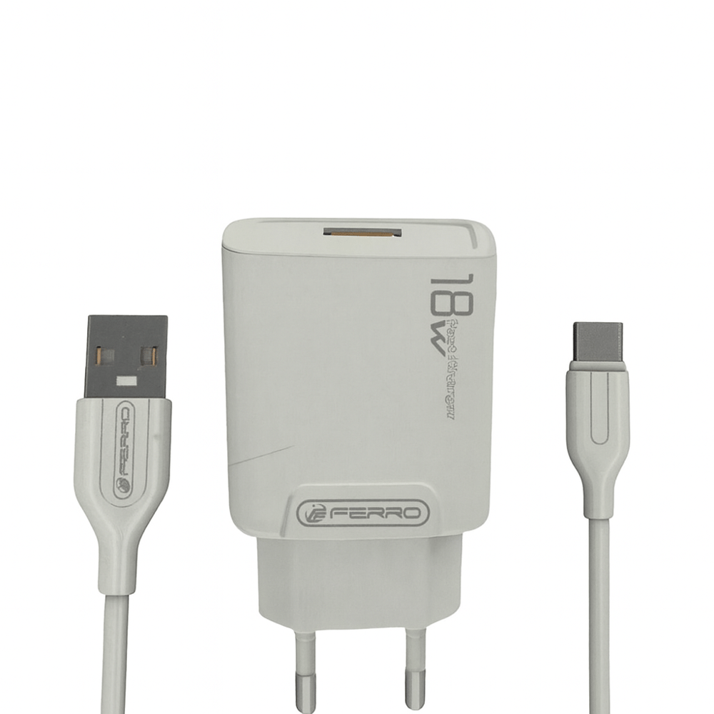 FERRO W18 Qualcom 3.0 Amper Usb Çıkışlı Type-c 18W Şarş Seti