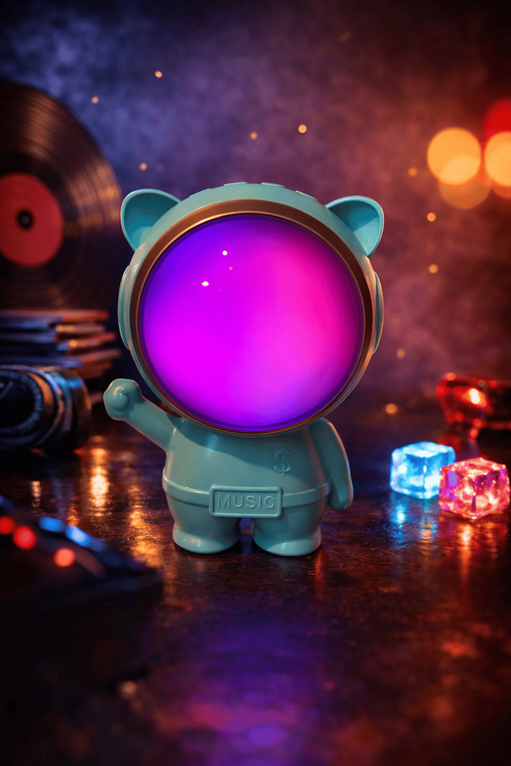 X-878 Astronot Figürlü RGB Işıklı Bluetooth Hoparlör USB & TF Kart Destekli Mavi