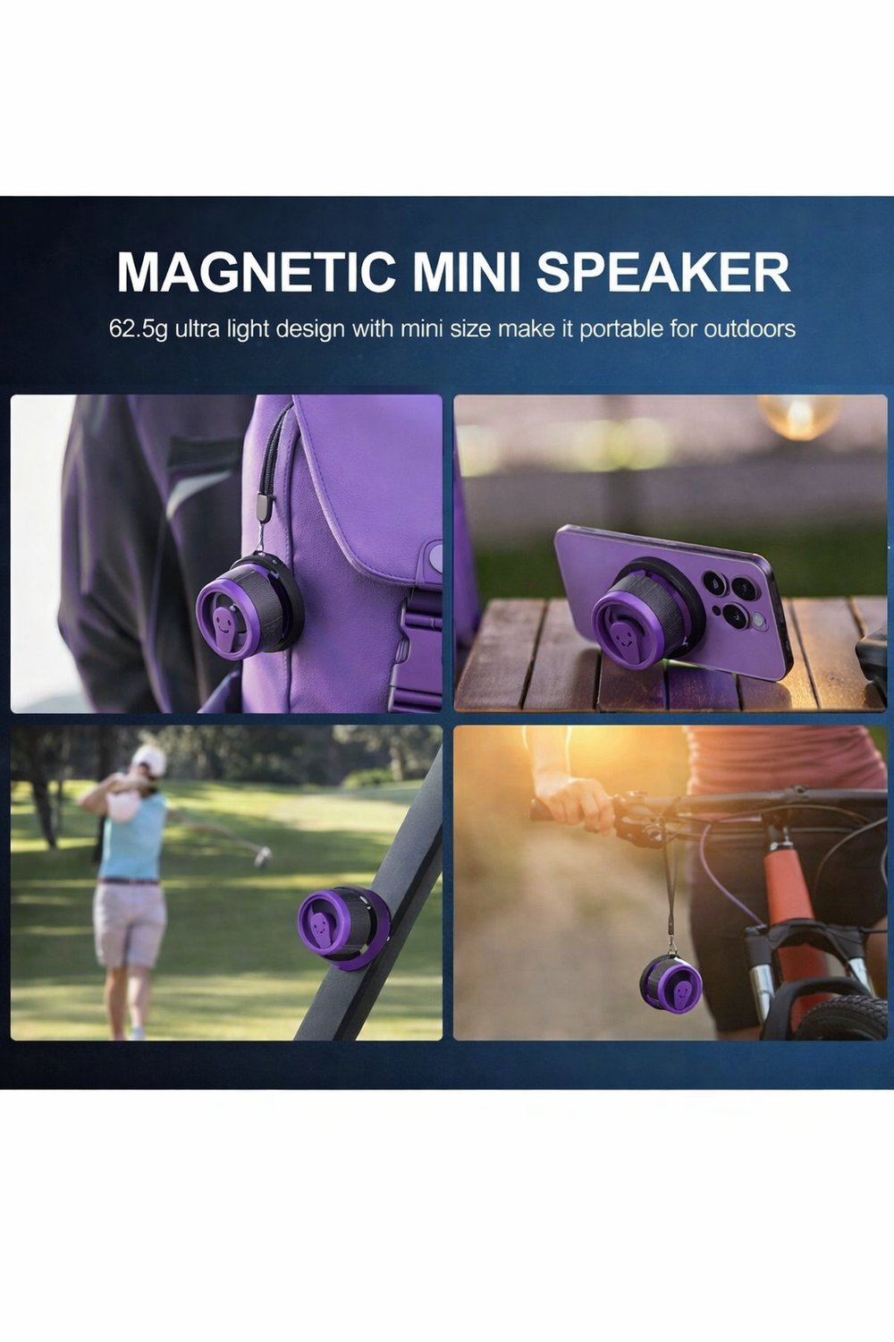 G200 Cepini Mıknatıslı Bluetooth Speaker  iPhone android Telefon standı  5W Mini RGB Mor