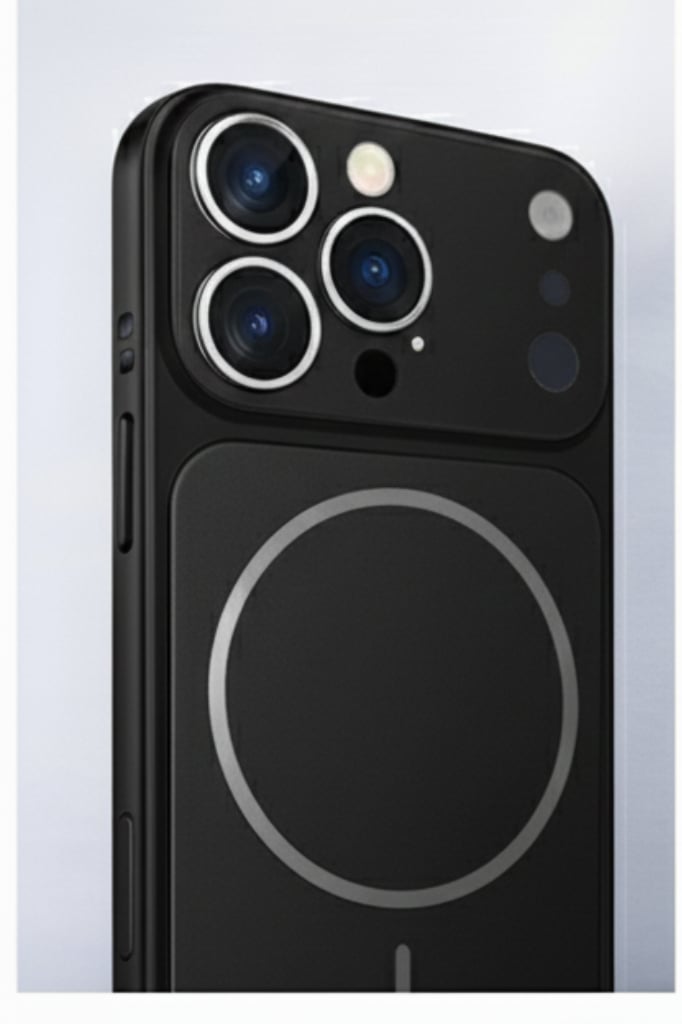 İPhone 13 Pro Max Uyumlu İPhone 17 Pro Max Görünümlü Magsafeli Kamera Kamera Lensli Kılıf Siyah