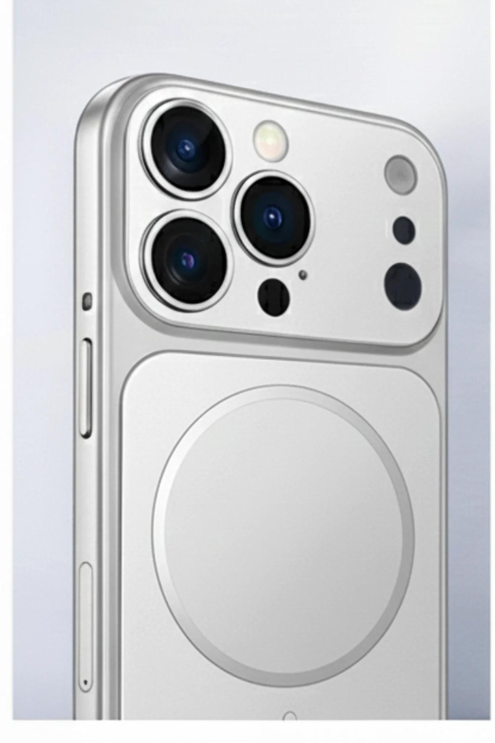 İPhone 13 Pro Max Uyumlu İPhone 17 Pro Max Görünümlü Magsafeli Kamera Kamera Lensli Kılıf Silver
