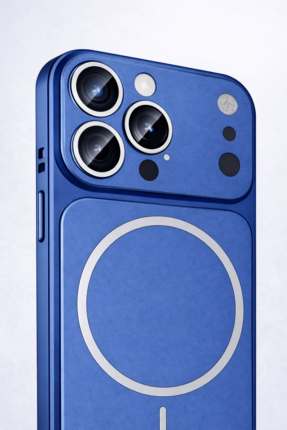İPhone 13 Pro Uyumlu İPhone 17 Pro Görünümlü Magsafeli Kamera Kamera Lensli Kılıf Mavi