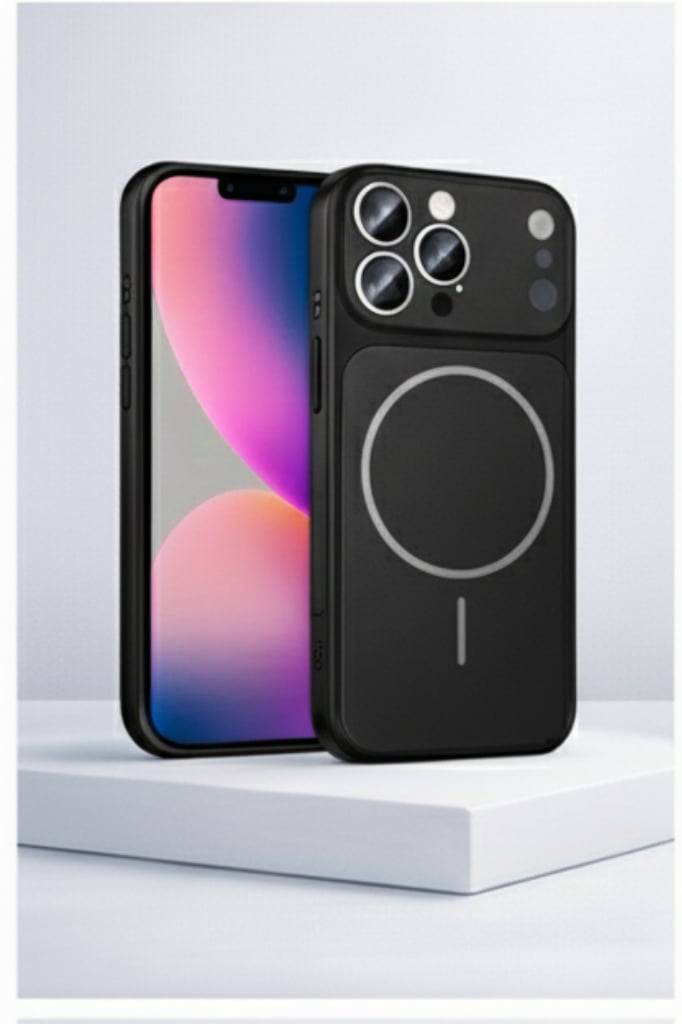 İPhone 13 Pro Uyumlu İPhone 17 Pro Görünümlü Magsafeli Kamera Kamera Lensli Kılıf Siyah