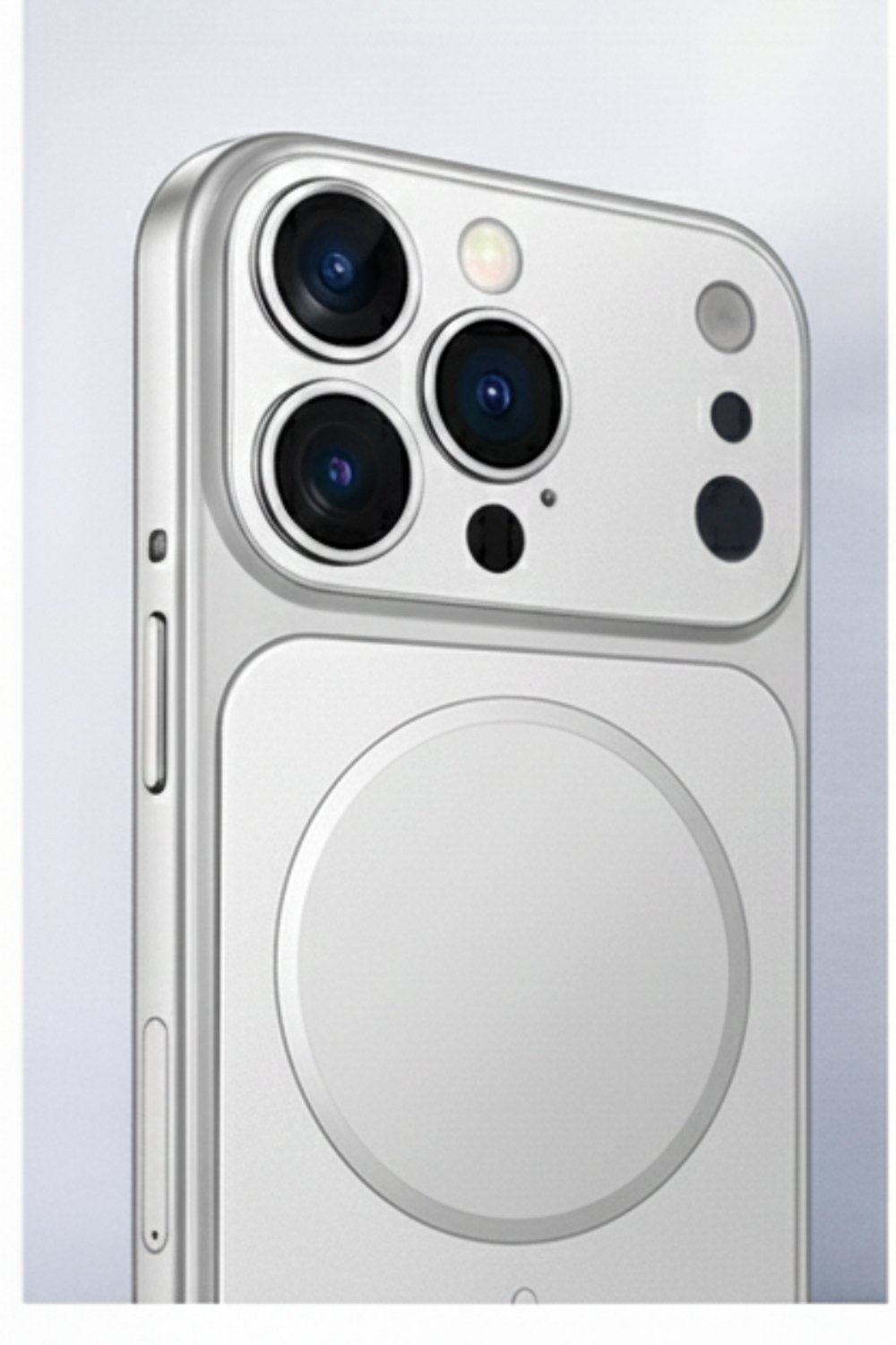 İPhone 13 Pro Uyumlu İPhone 17 Pro Görünümlü Magsafeli Kamera Kamera Lensli Kılıf Silver