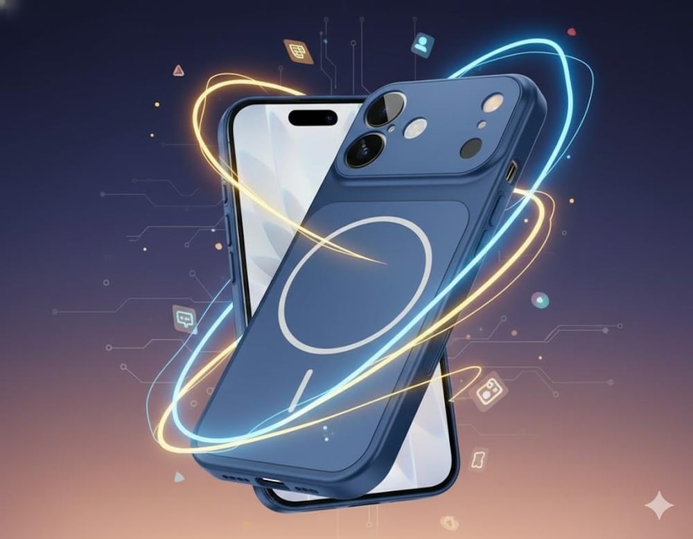 İPhone 16 Uyumlu İPhone 17 Görünümlü Magsafeli Kamera Kamera Lensli Kılıf Mavi