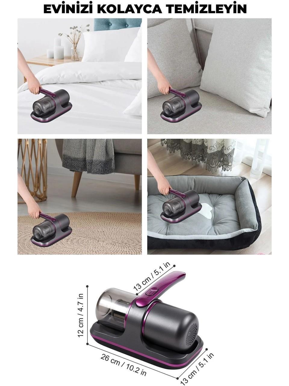 Kablosuz Mini Şarjlı Uv-C Işınlı Çarşaf - Koltuk - Tüy Temizleme El Gırgır Süpürgesi