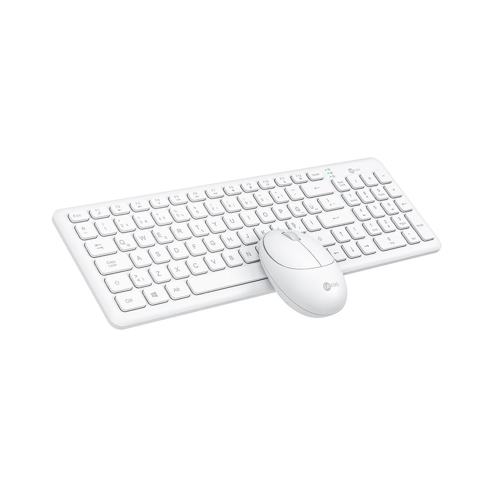 Kablosuz Türkçe Q Klavye Mouse Set – 2.4GHz USB, Sessiz Tuşlar, Ofis & Ev Kullanımı İçin Ergonomik (BEYAZ) (Lecoo KW204 )