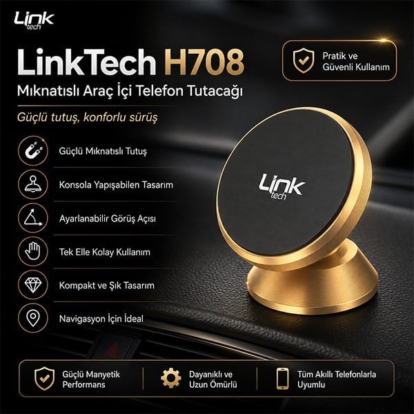 Konsol İçin Mıknatıslı Yapışabilen Araç İçi Telefon Tutacağı (LinkTech H708)