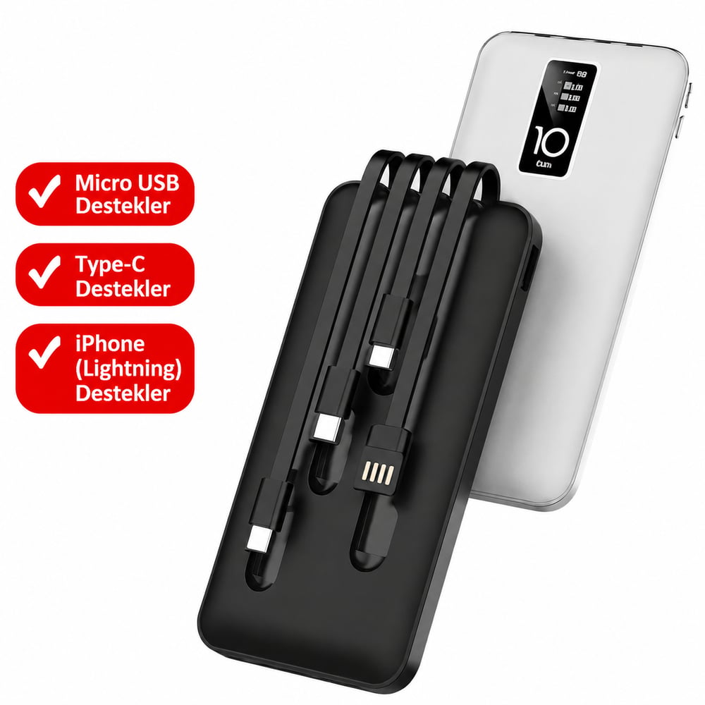KP-17 10.000mAh Dijital Göstergeli Tüm Telefonlarla Uyumlu Powerbank