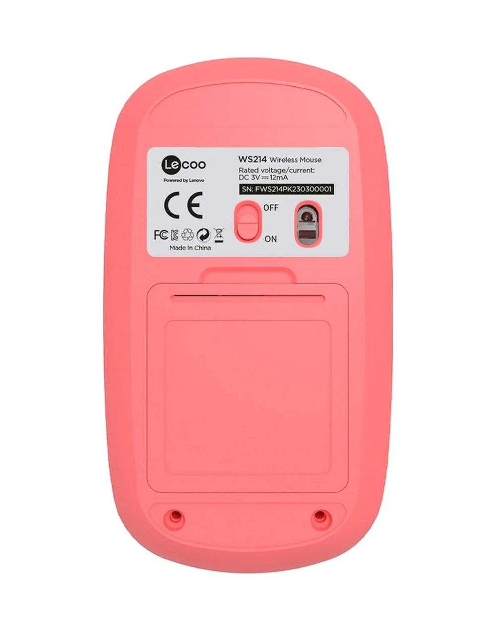 Lenovo Lecoo WS214 Sessiz Ergonomik Kablosuz Mouse – 2.4GHz Optik, USB Alıcılı, Hassas DPI, Ofis & Laptop Uyumlu (Pembe)