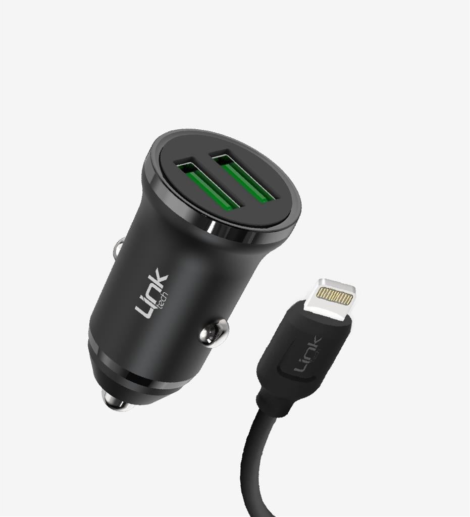 LinkTech C482 ECO Çevre Dostu Lightning Kablolu 12W Araç Şarj Aleti 