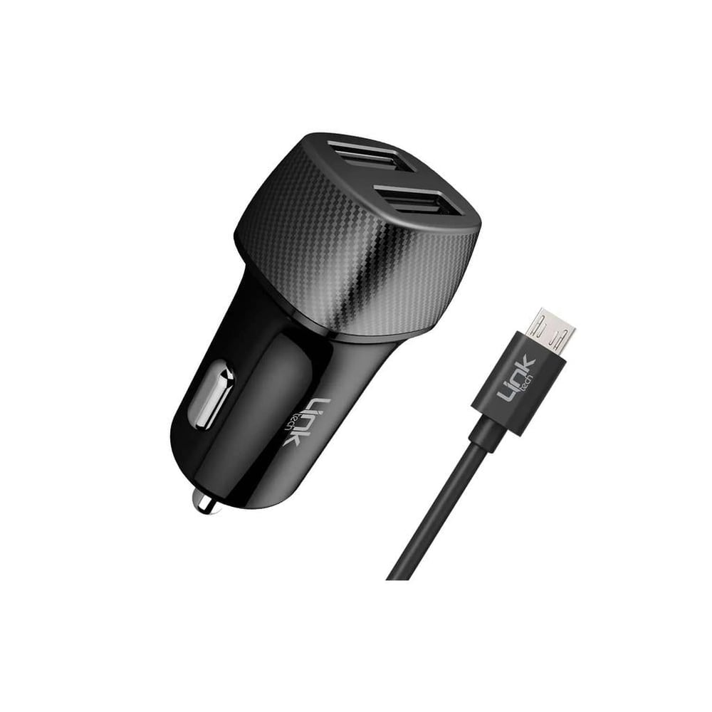 LinkTech C491 Safe Karbon Görünümlü Micro USB Kablolu 12W Araç Şarj Aleti