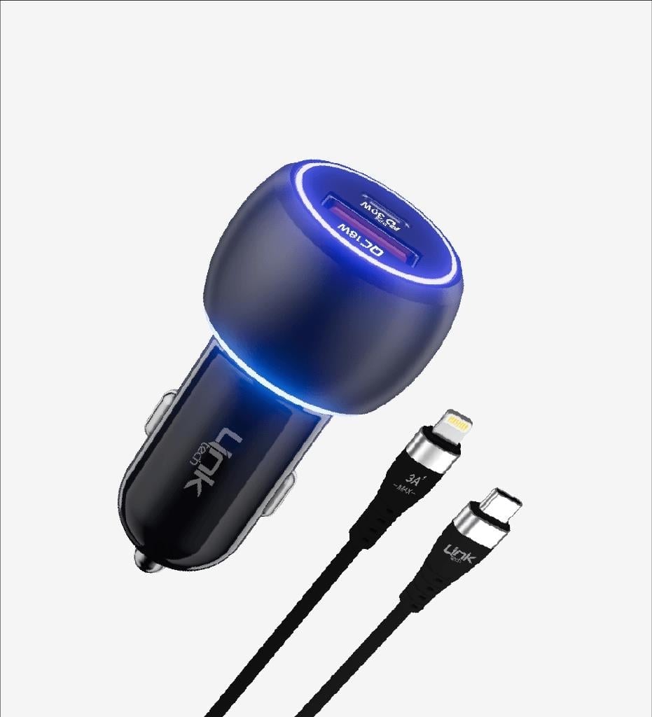 LinkTech C685 Premium 60W PD30+ 30w Quick Araç Şarj Aleti Lightning Kablo 