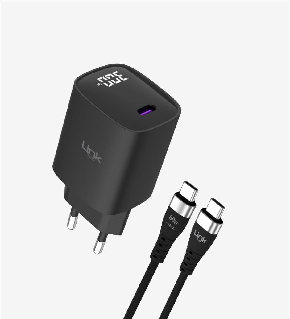 LinkTech G847 Premium Tip-C Kablolu Mini 30W USB-C Süper SI Şarj Adaptörü