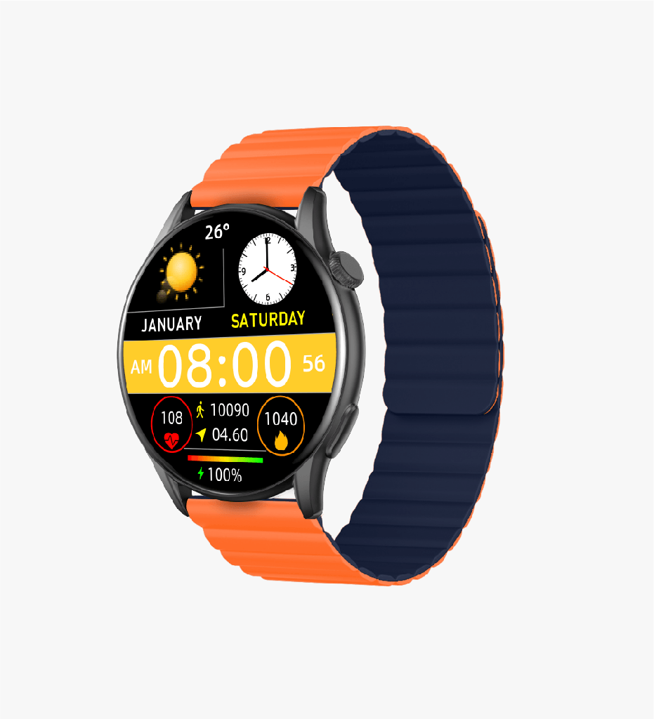 Linktech S104 Premium LT Watch 46mm Süper Amoled IP68 Suya Dayanıklı Akıllı Saat (TURUNCU SİYAH)